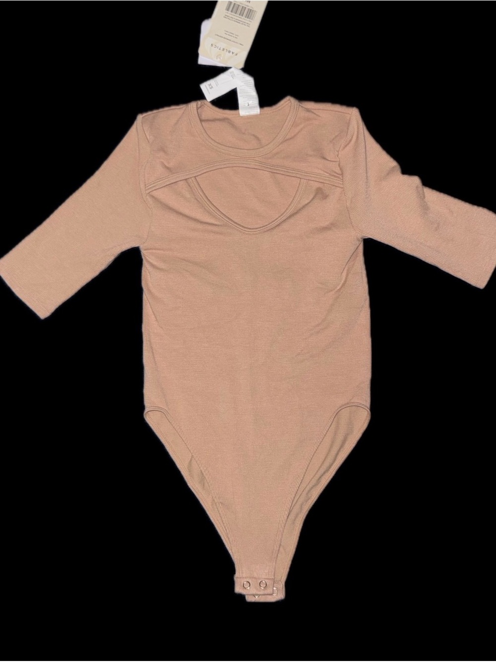 Fabletics Ribbed Long-Sleeve Bodysuit in tan
